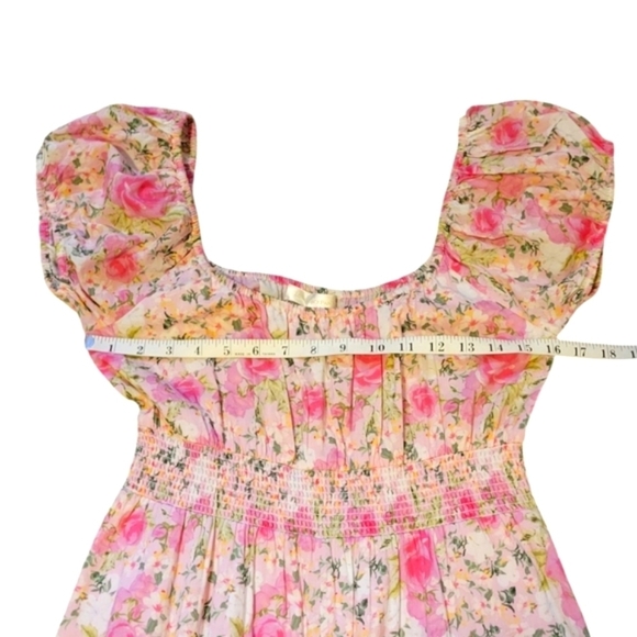 LoveShackFancy Vernon Dress Magenta Flower Fields Pink Midi Small Puff Sleeves - Picture 7 of 12